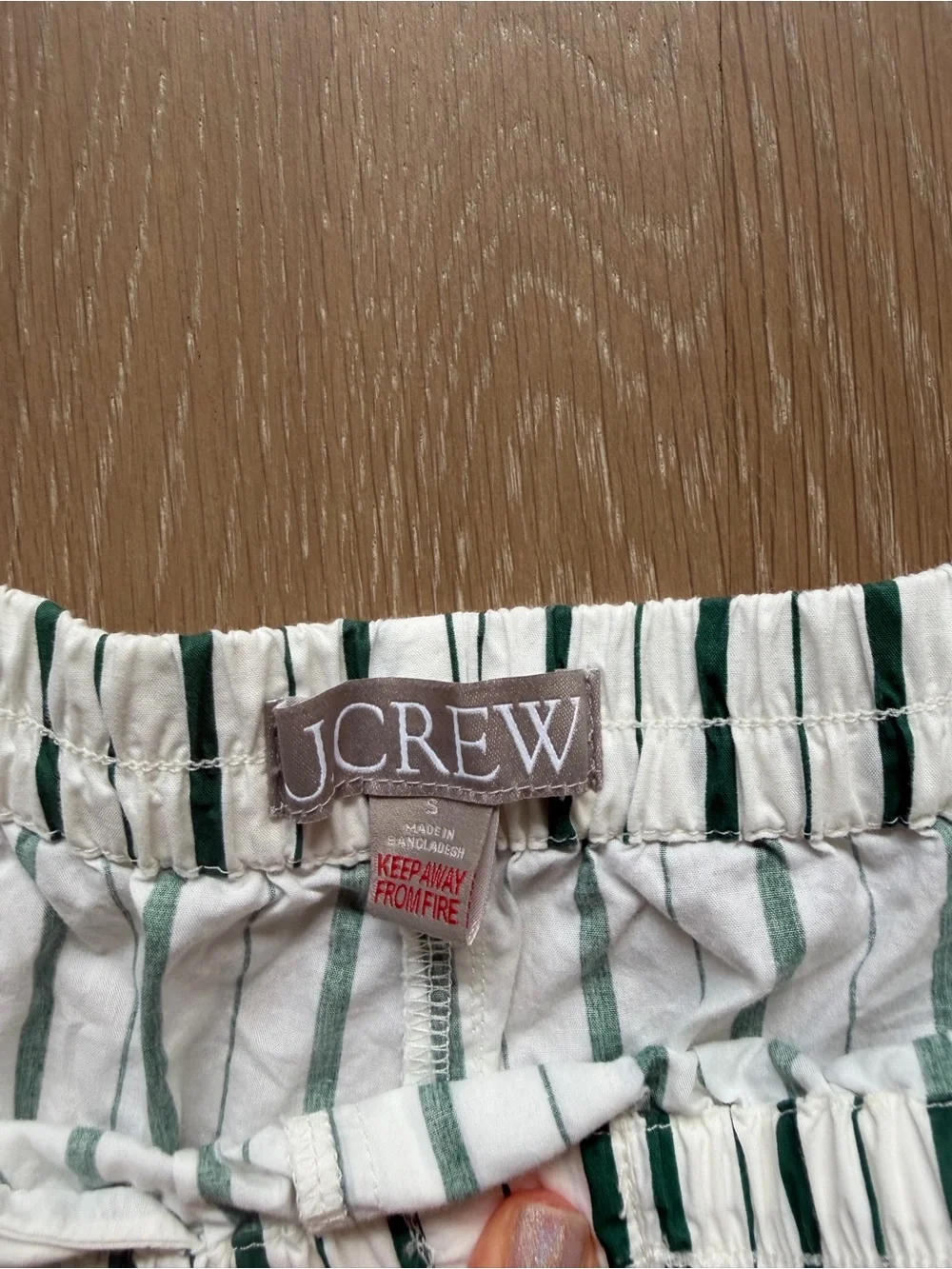 J. Crew White Pants with Green Vertical Stripes